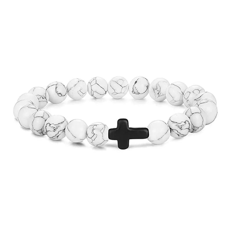 stone bead cross bracelet