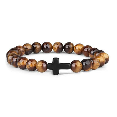 stone bead cross bracelet