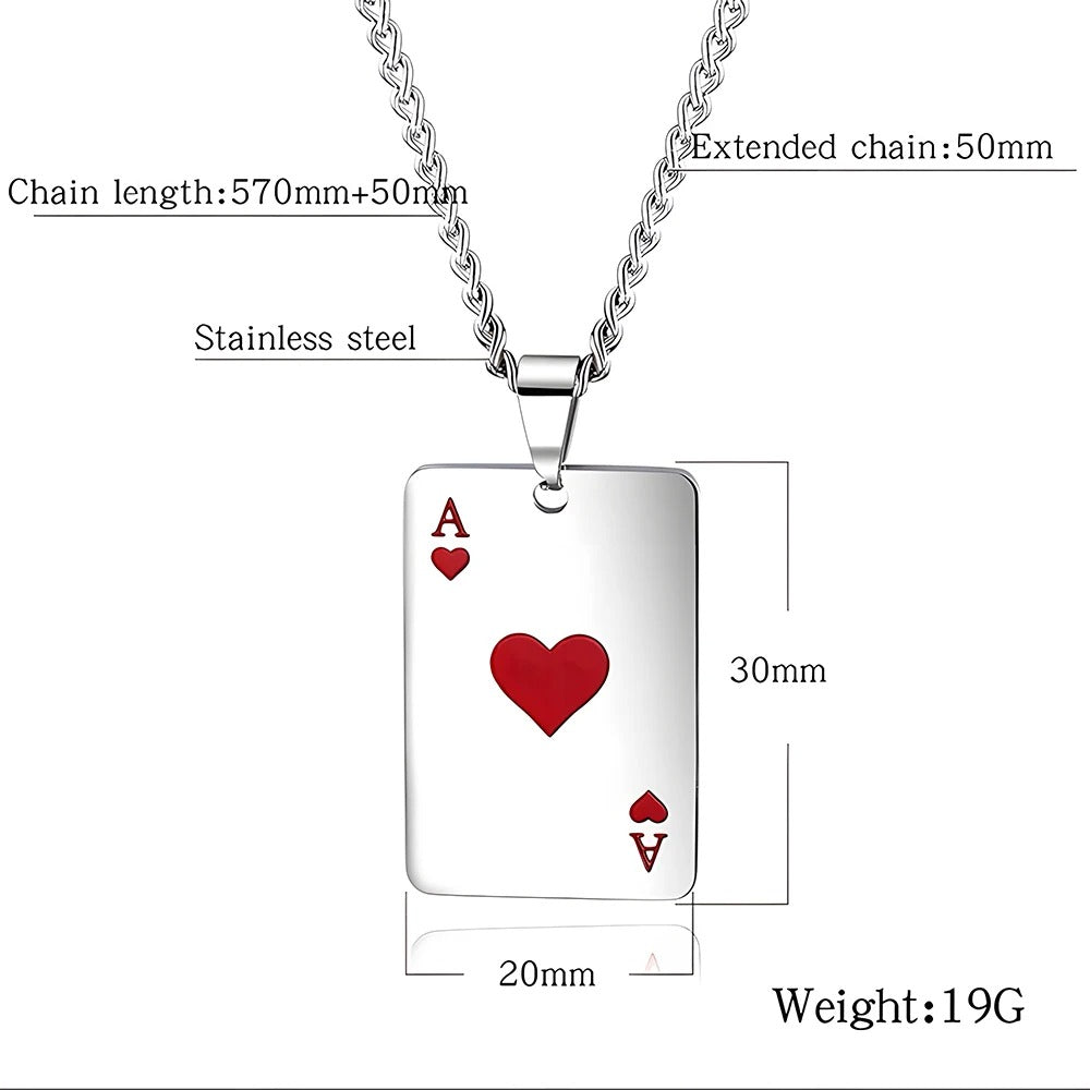 poker card chain necklace