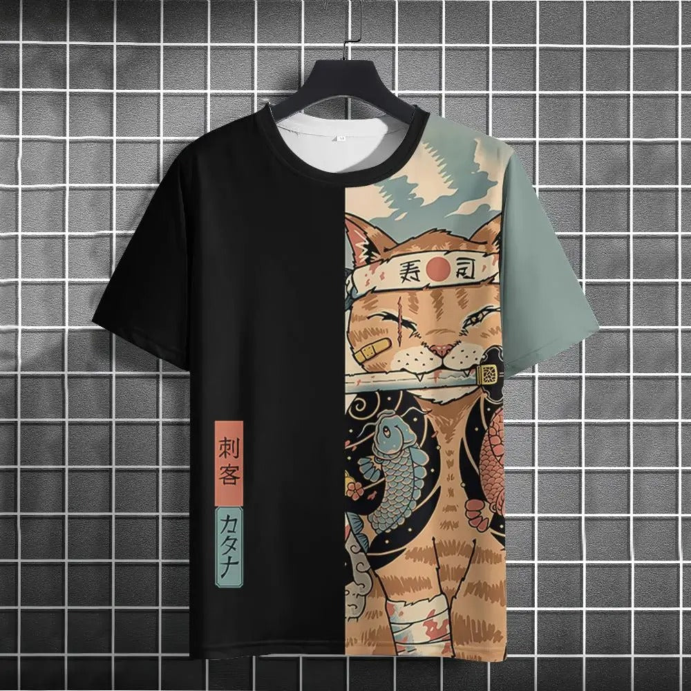 samurai cat t shirt