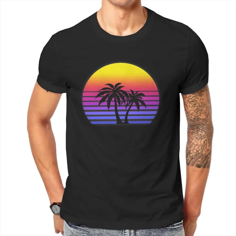 synthwave palm tree t shirt