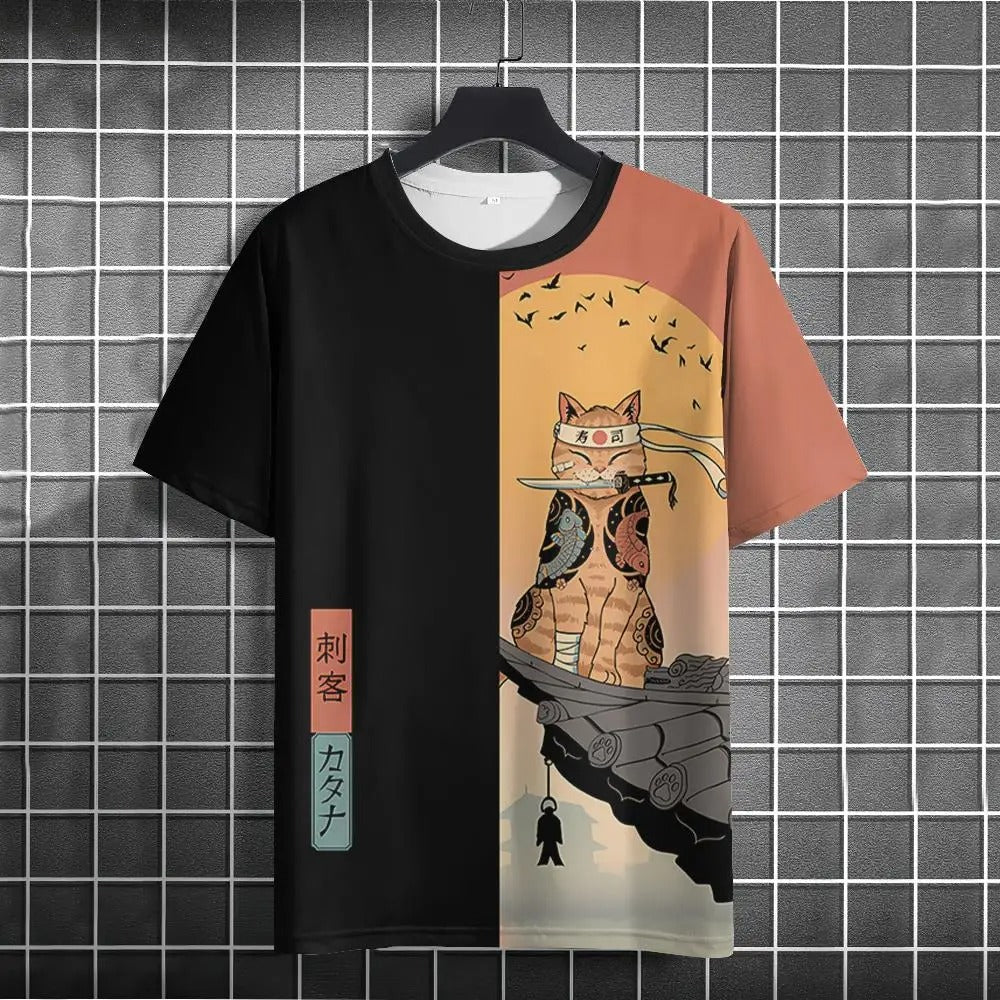 samurai cat t shirt