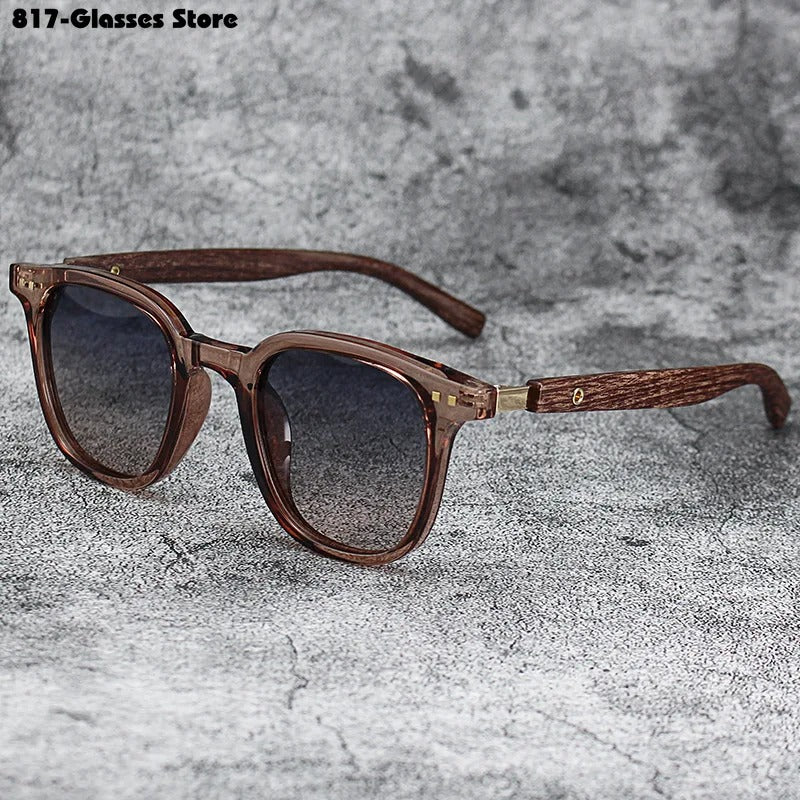 polarized retro wood sunglasses